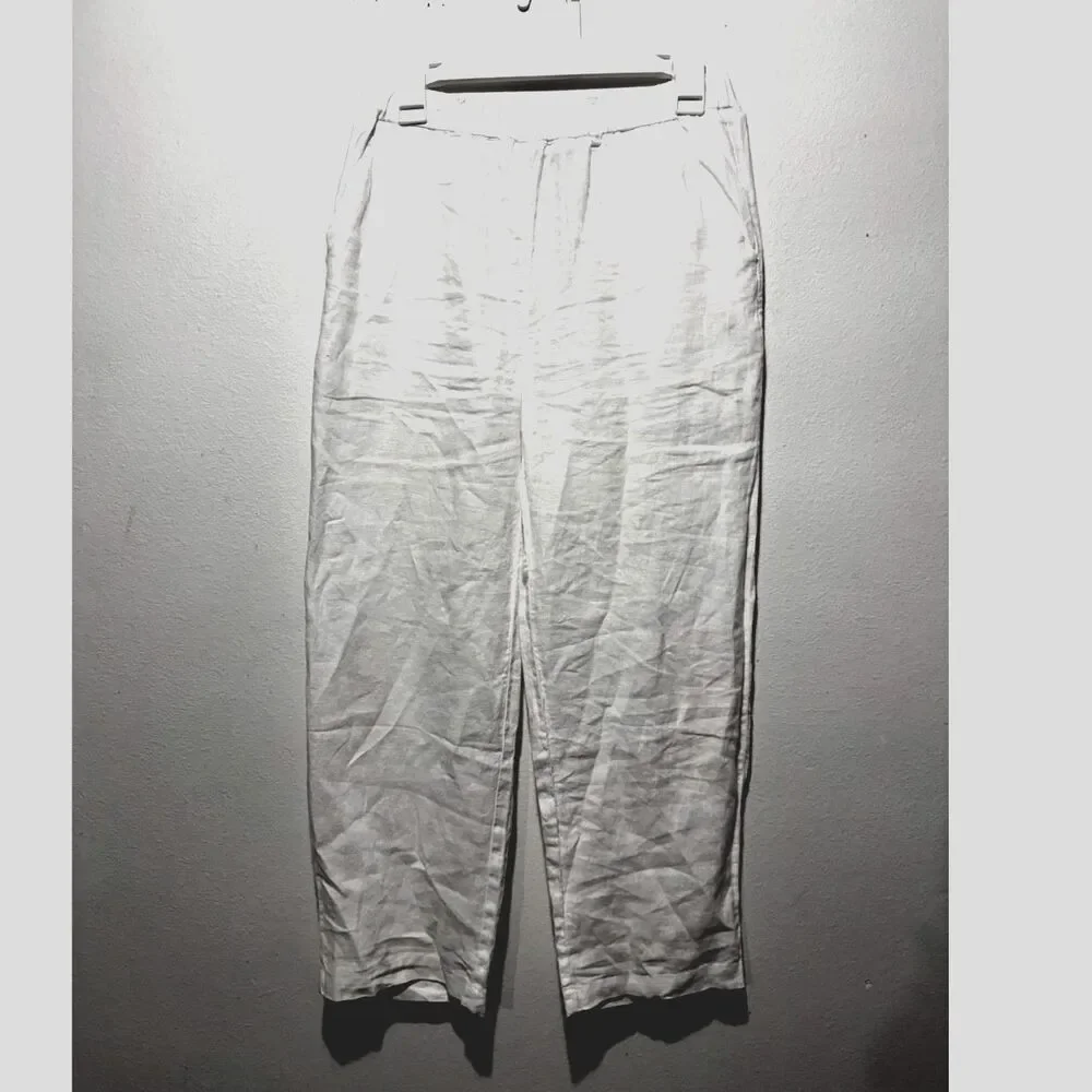 Quince 100% linen pull on pants beach spring summer vacation resort wear women S